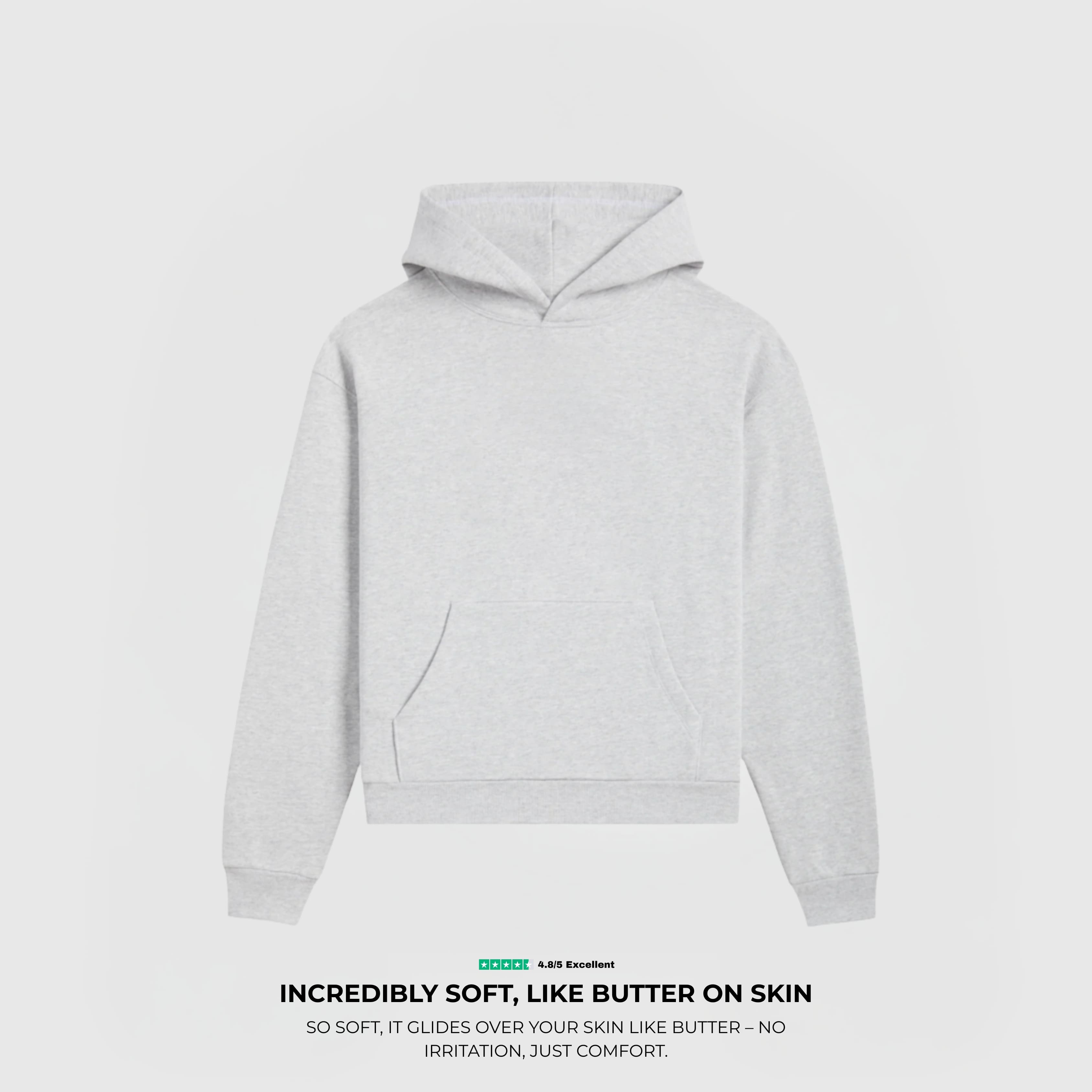 Star Hoodie – Grey with soft fleece lining, relaxed fit, ribbed cuffs, and bold sequin star on front.