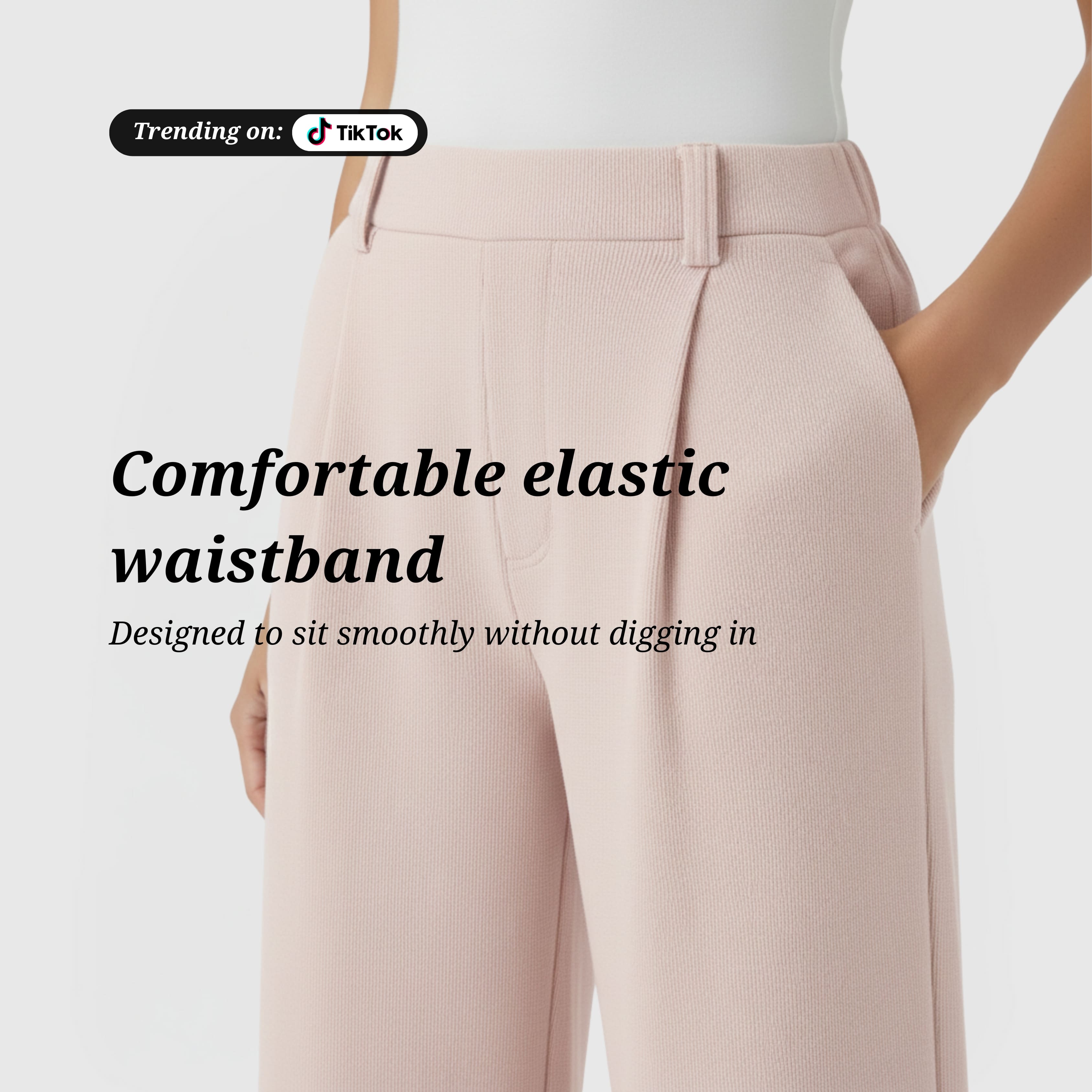 The Effortless Waffle Trouser - Pink