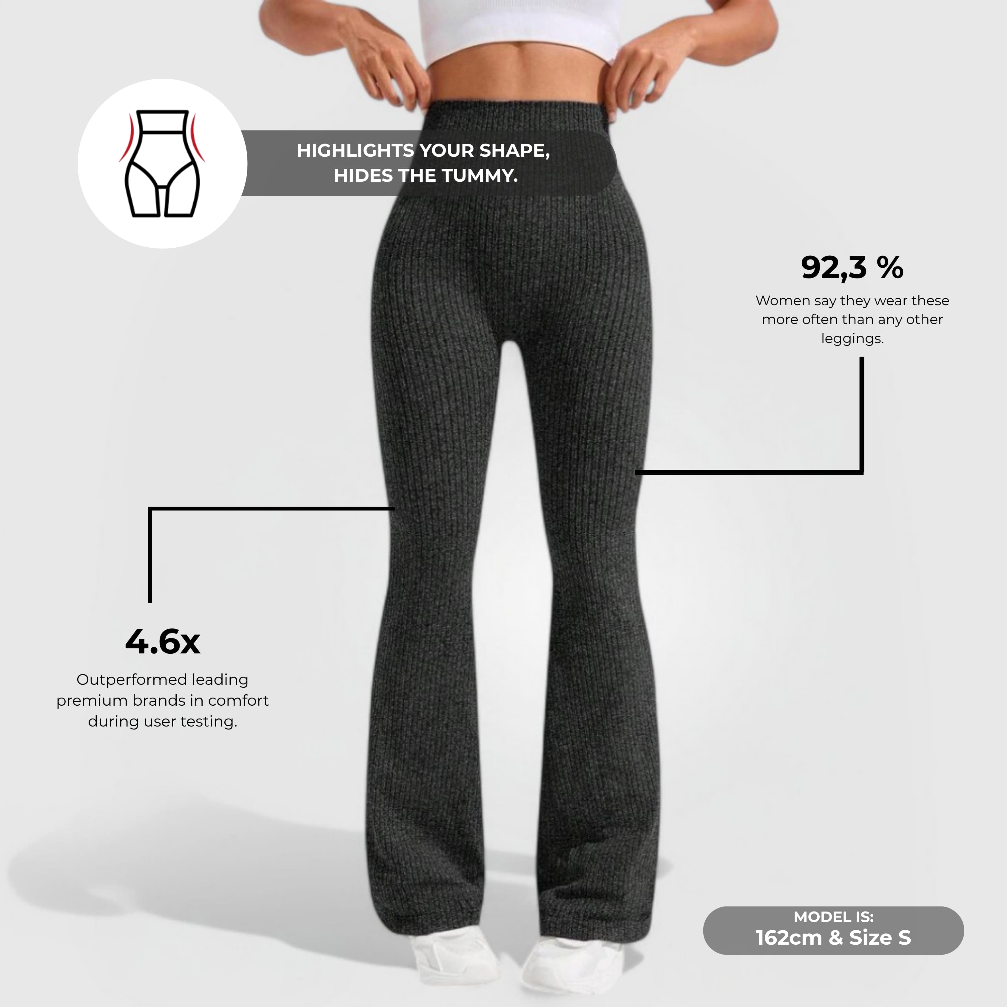 Ribbed Flare Pants - Black