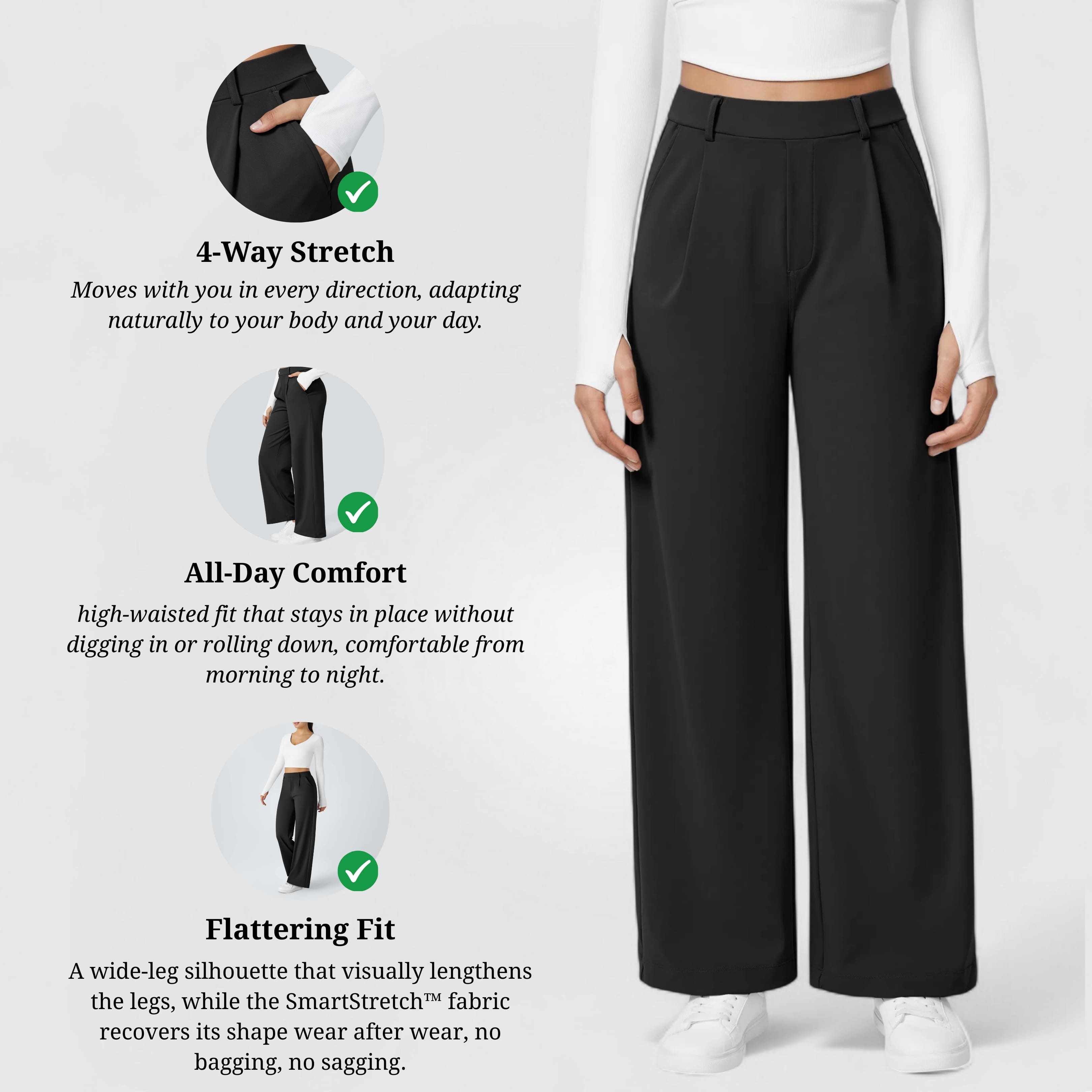 Essential Flex Work Trousers - Black