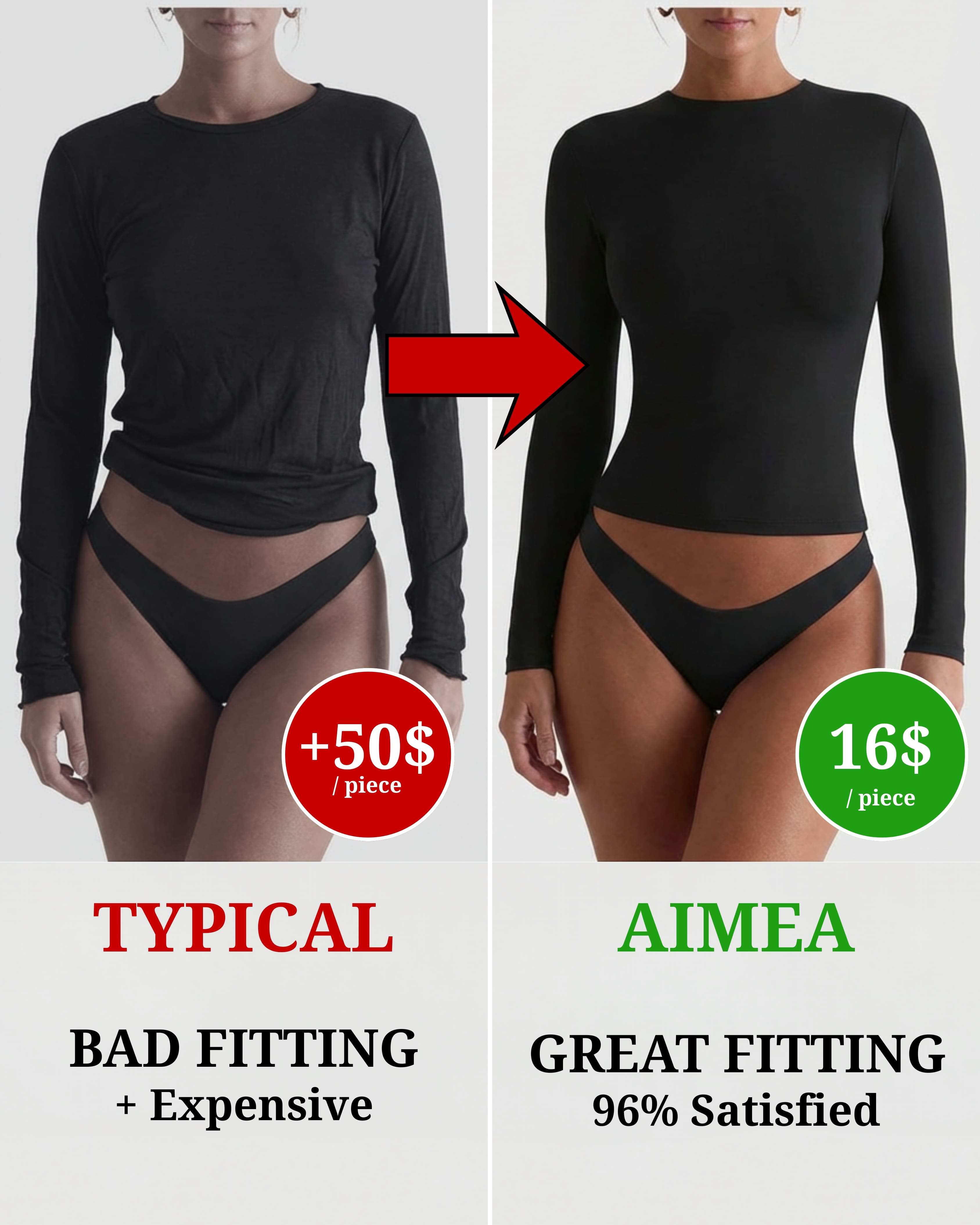 3x AIMEA BodySoft™ Long Sleeve - Black/Black/Black