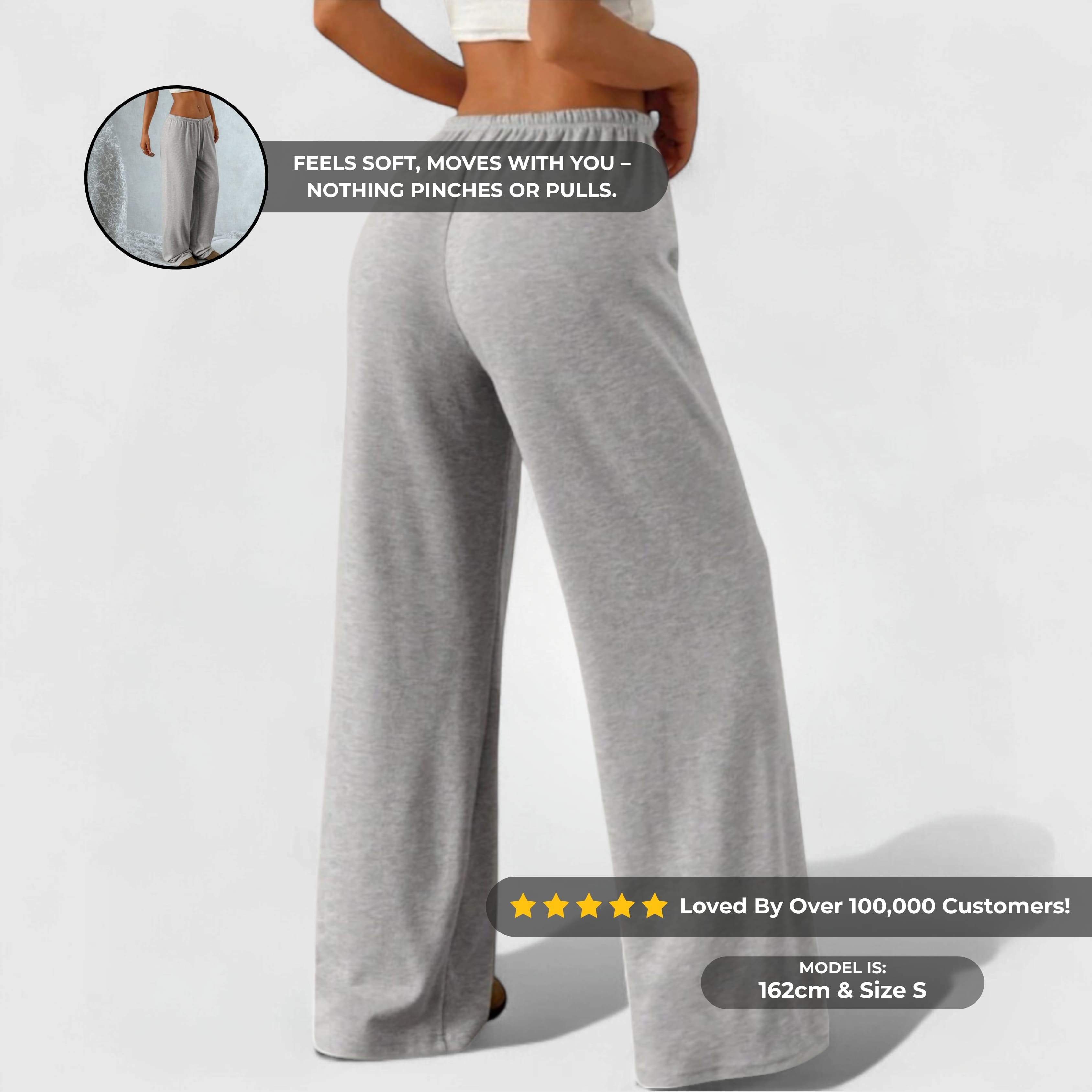 Fleece Joggers – Grey with plush lining, straight-leg fit, elastic waistband, and comfortable relaxed silhouette for everyday wear.