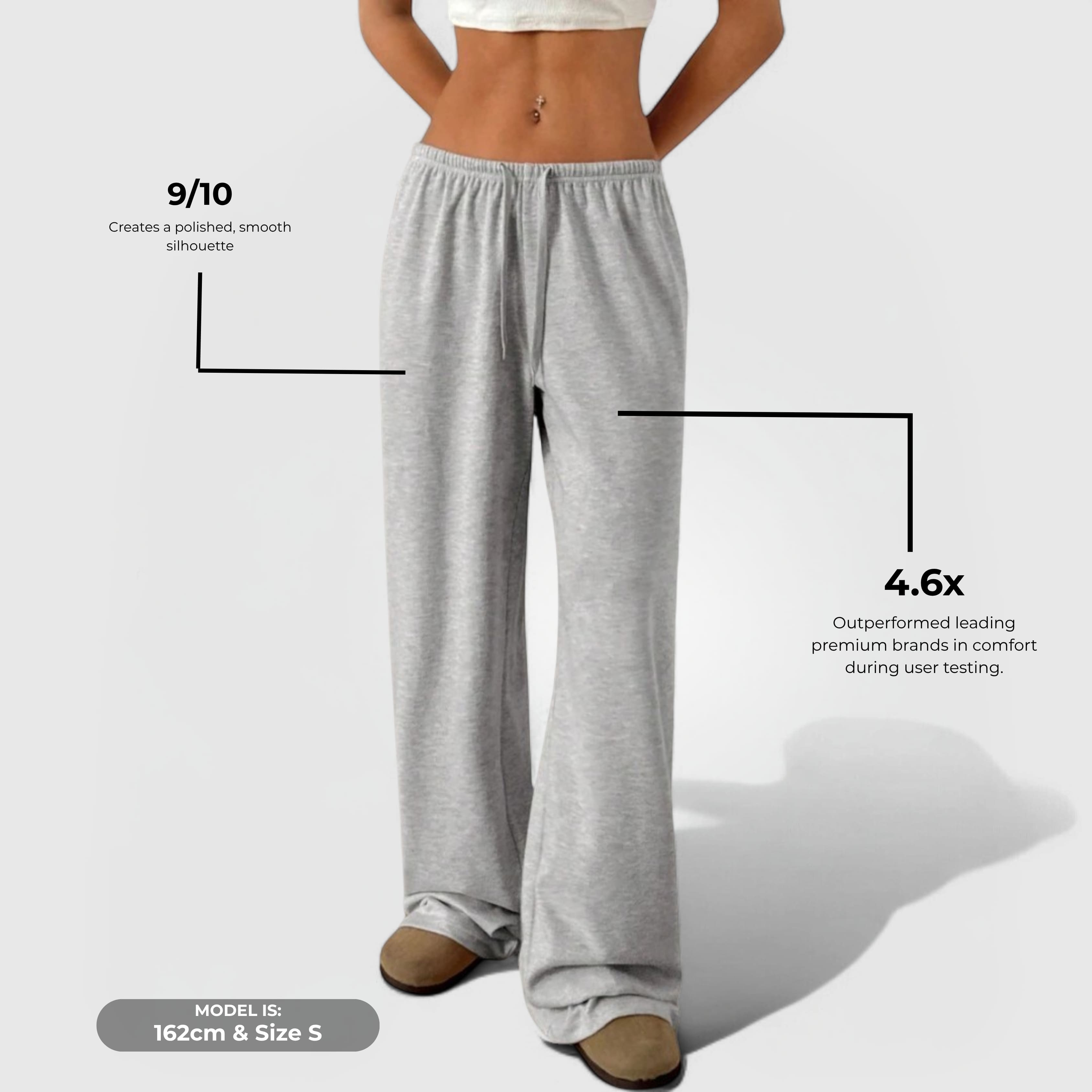 Fleece Joggers – Grey featuring plush fleece lining, straight-leg fit, elastic waistband with drawstring, and side pockets.