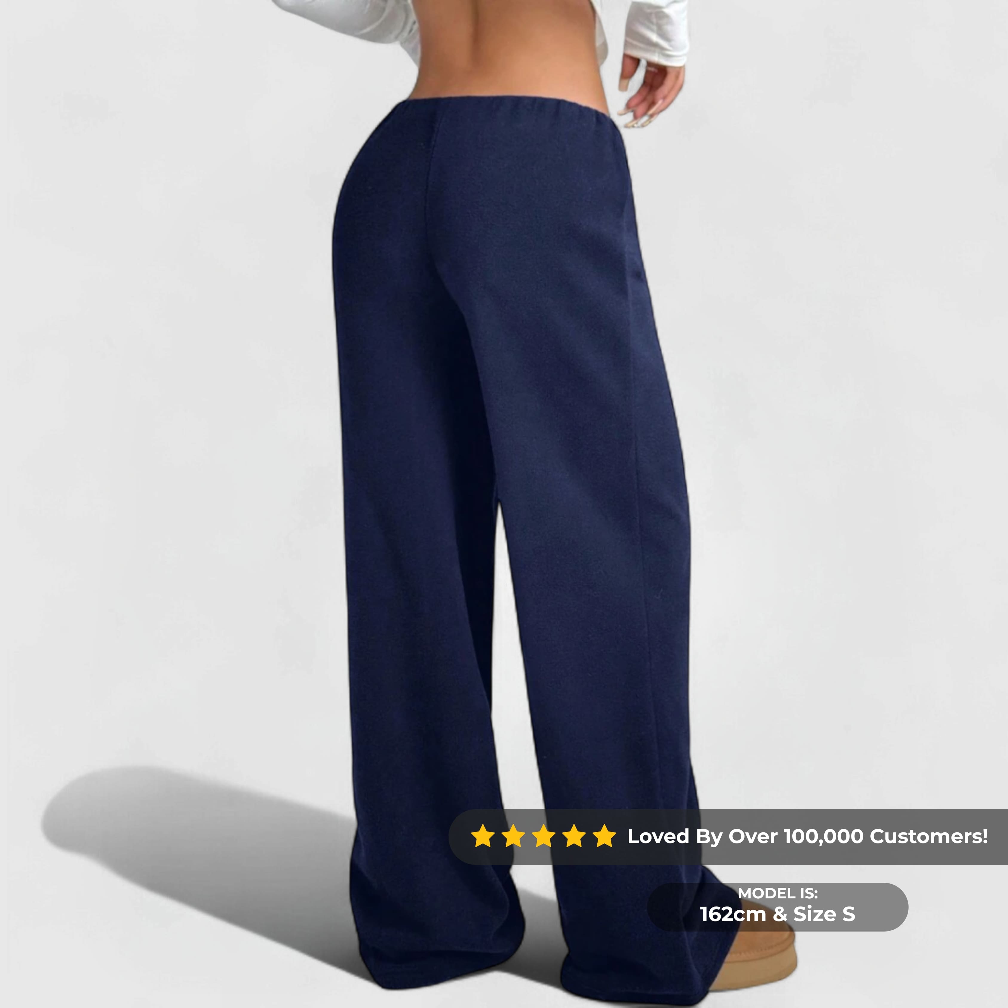 Cozy Fleece Joggers - Blue shown from back, relaxed fit with elastic waistband and soft fleece fabric for comfort.