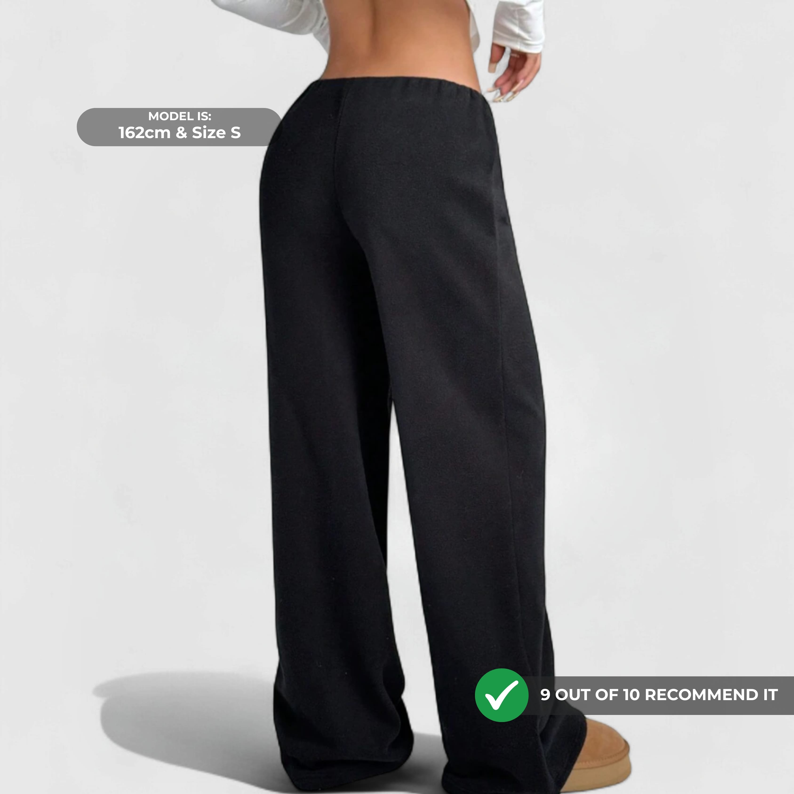 Cozy Fleece Joggers - Black shown in relaxed fit with elastic waistband, side pockets, and full-length comfortable style.