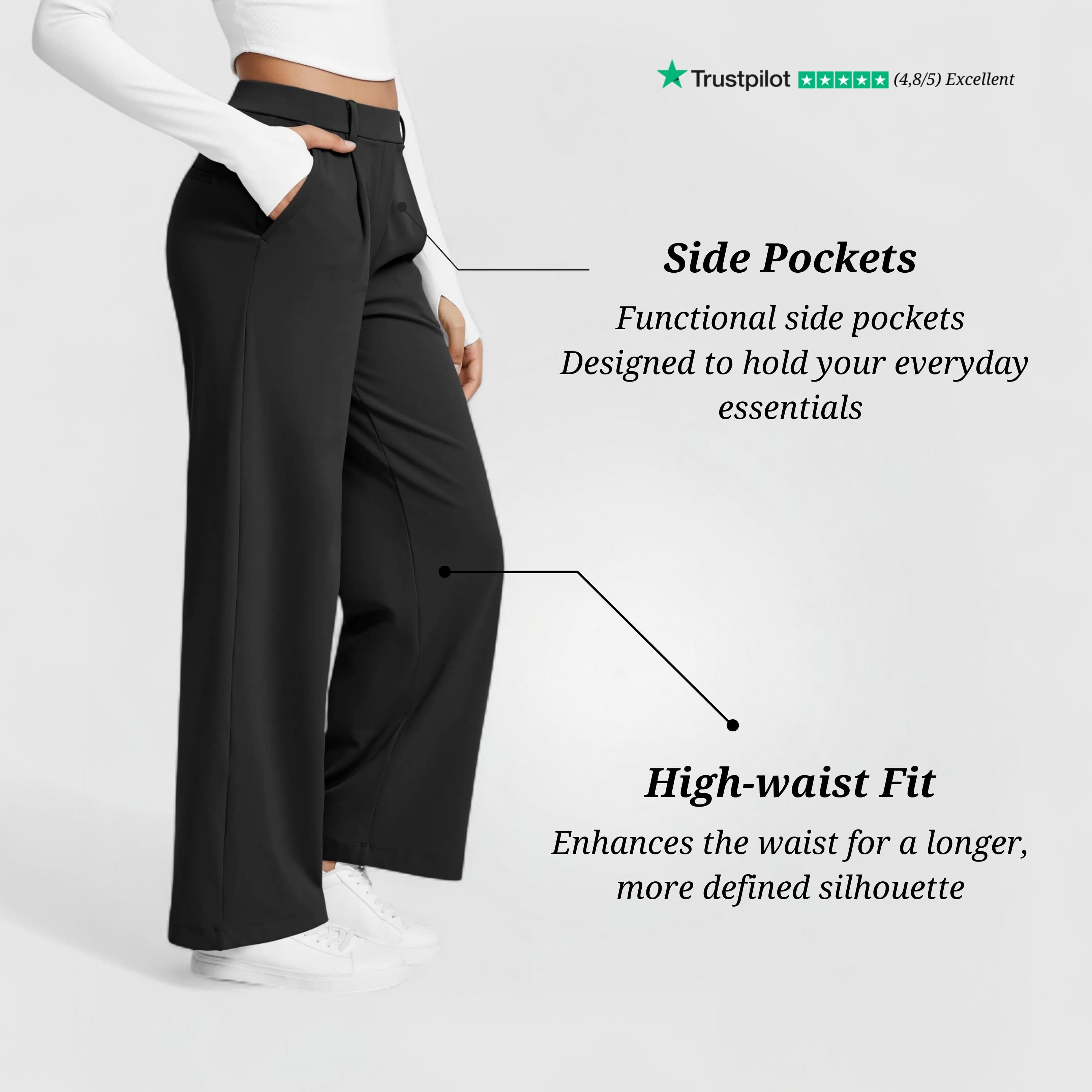 Essential Flex Work Trousers - Black