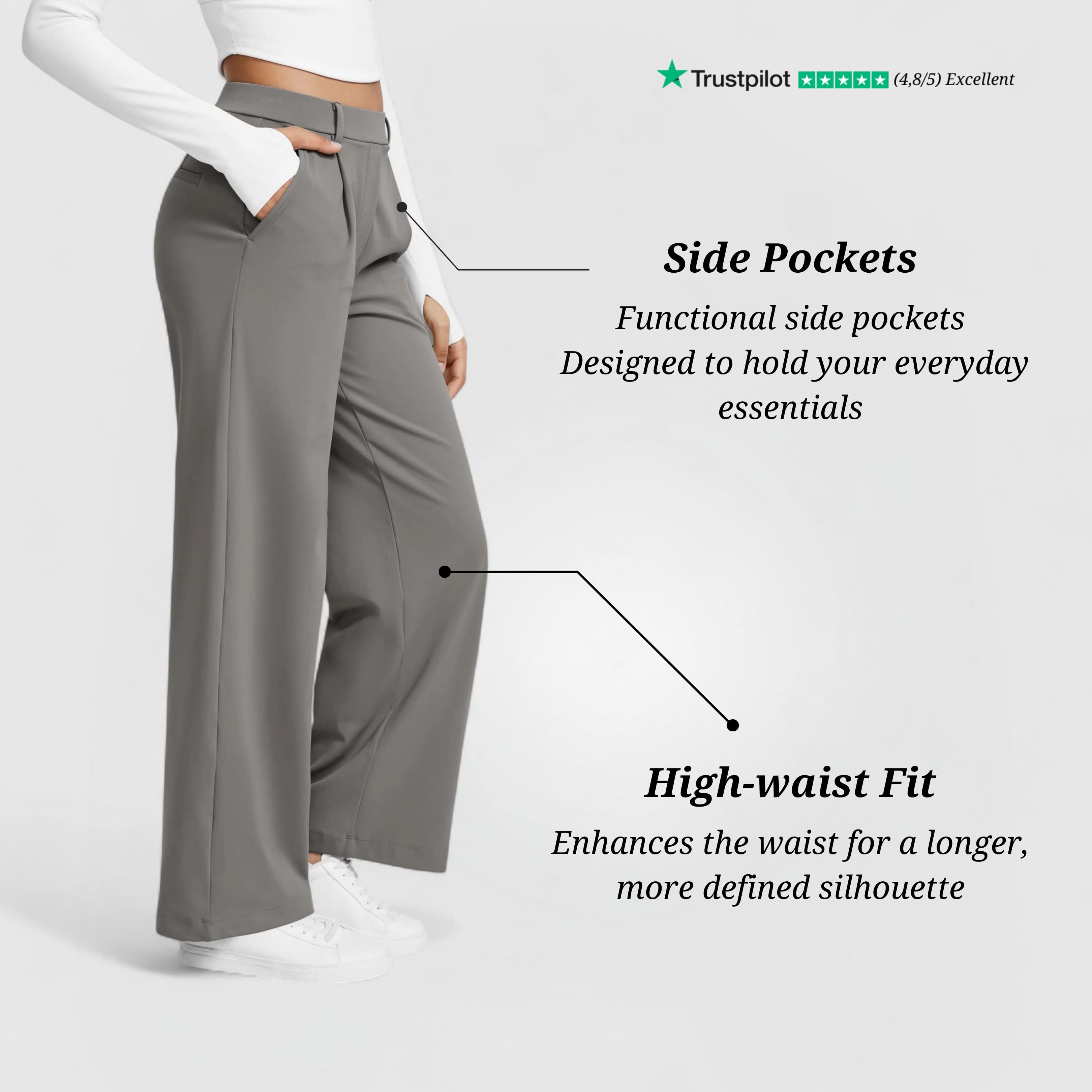 Essential Flex Work Trousers - Grey