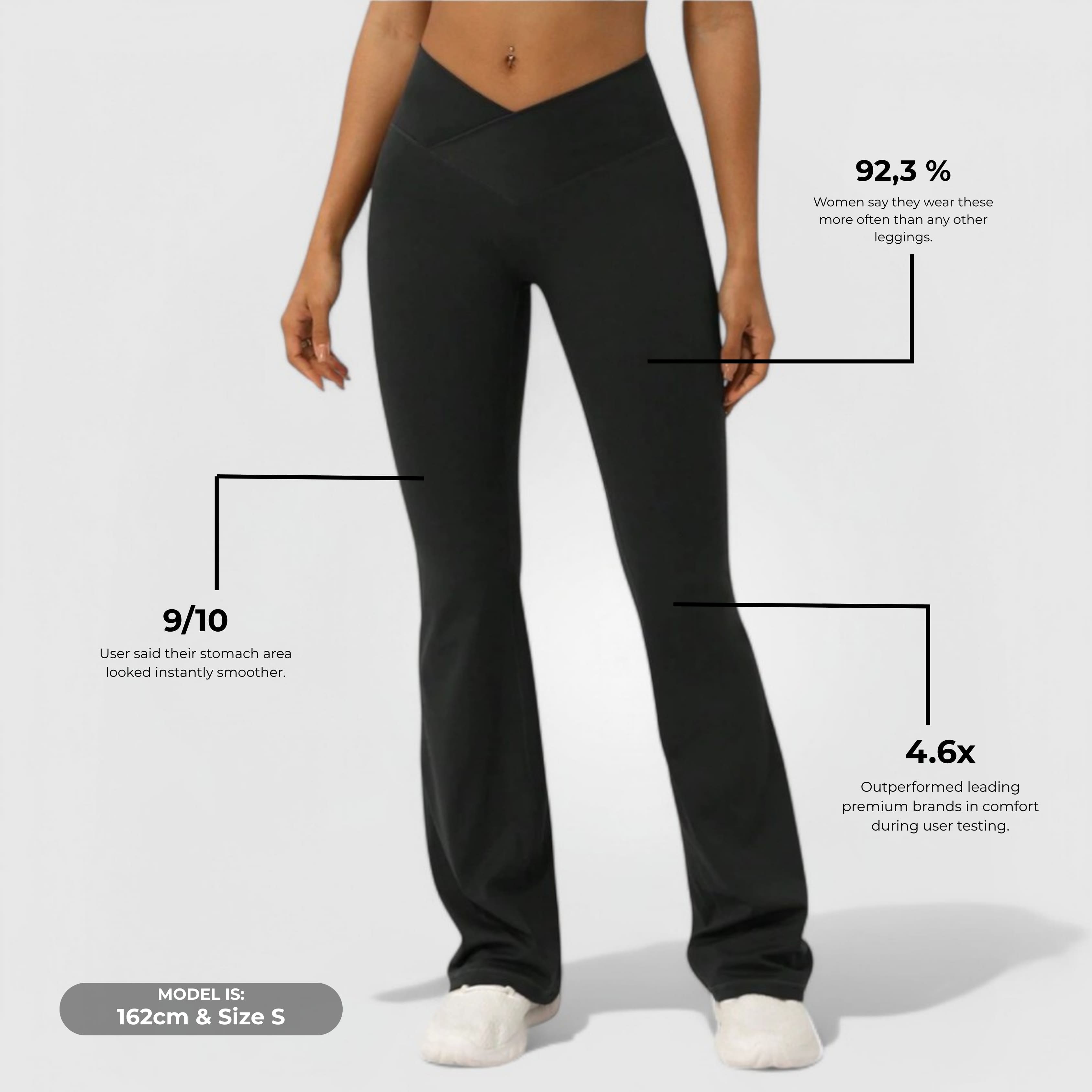 Everyday Flare Pants - Black in high-rise fit with soft, stretchy fabric and flattering flared leg for all-day comfort.