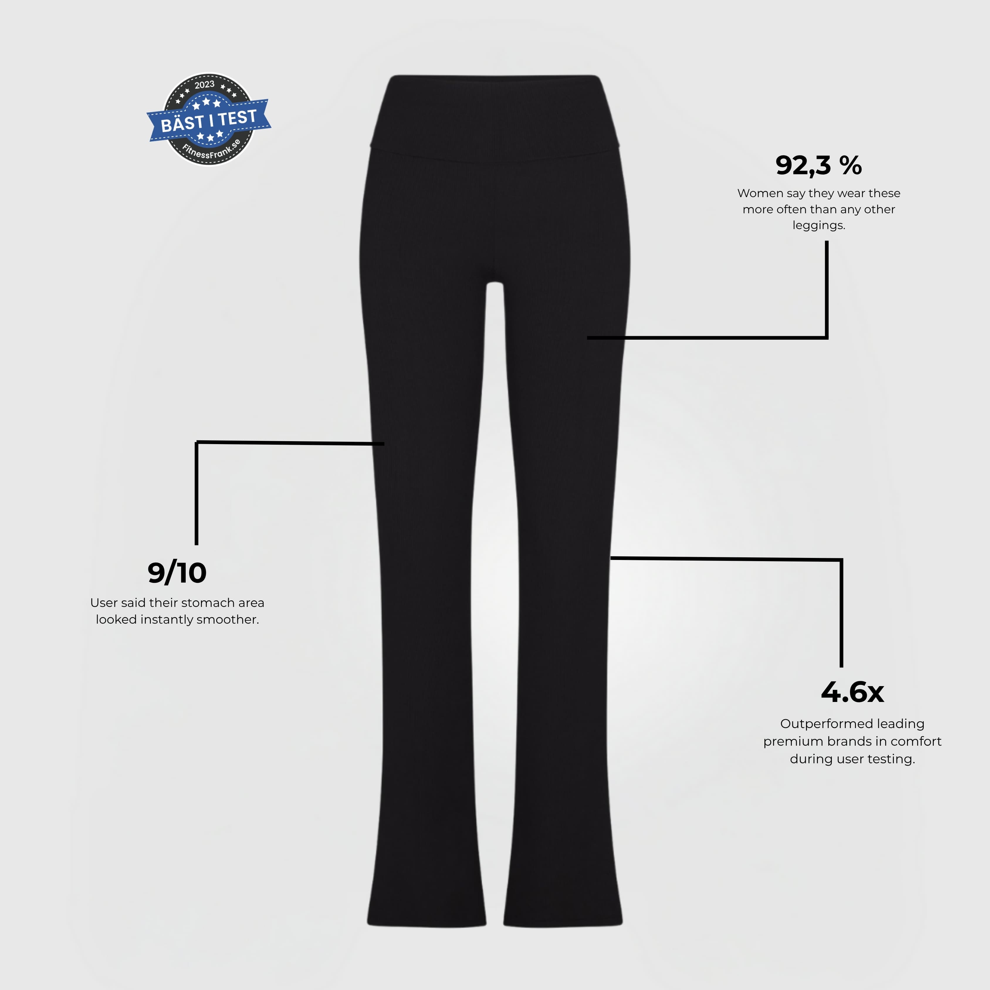 CloudKnit™ Flare Leggings - Black with high-rise, ribbed knit, ankle-length fit, and smoothing support for comfort and style.