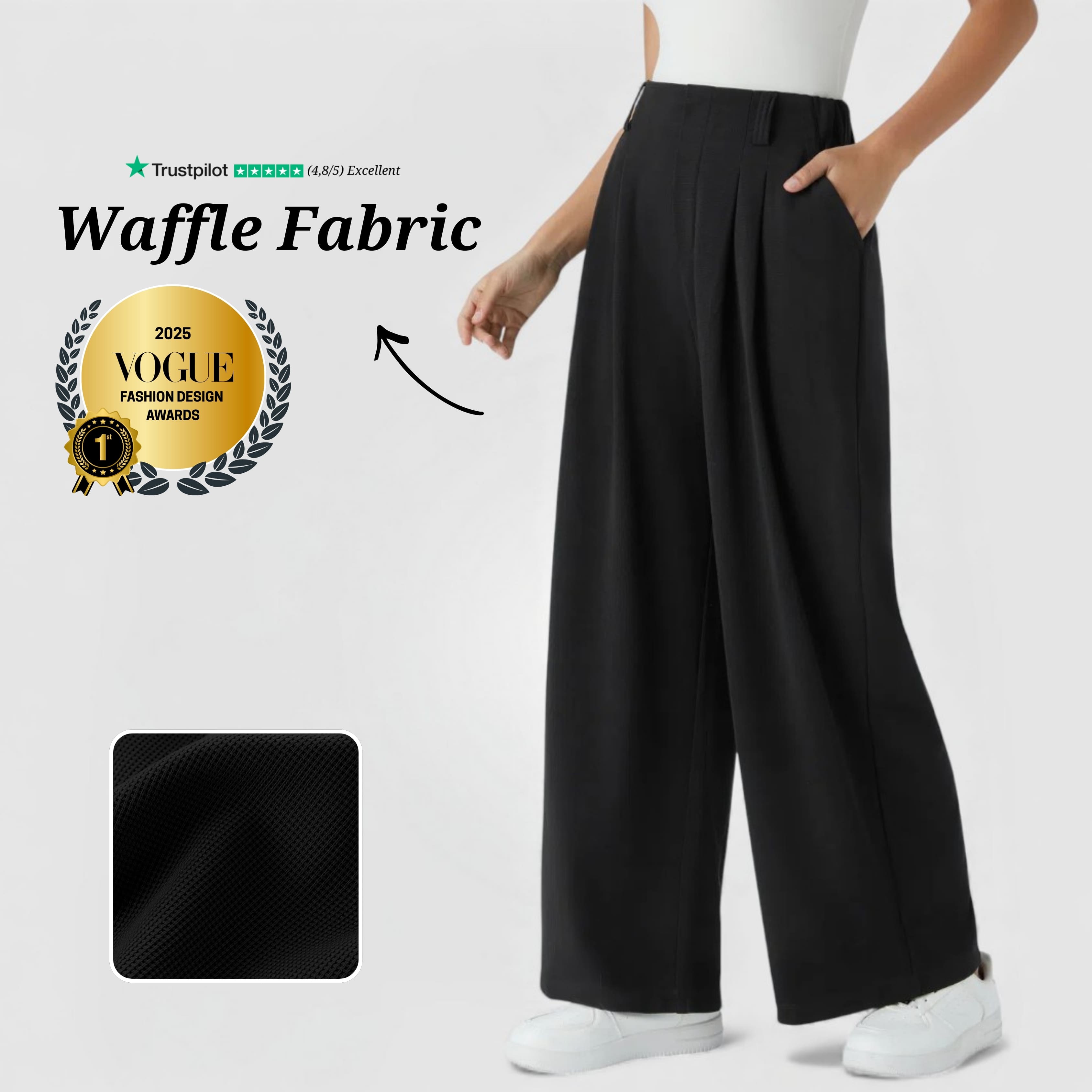 The Effortless Waffle Trouser - Black