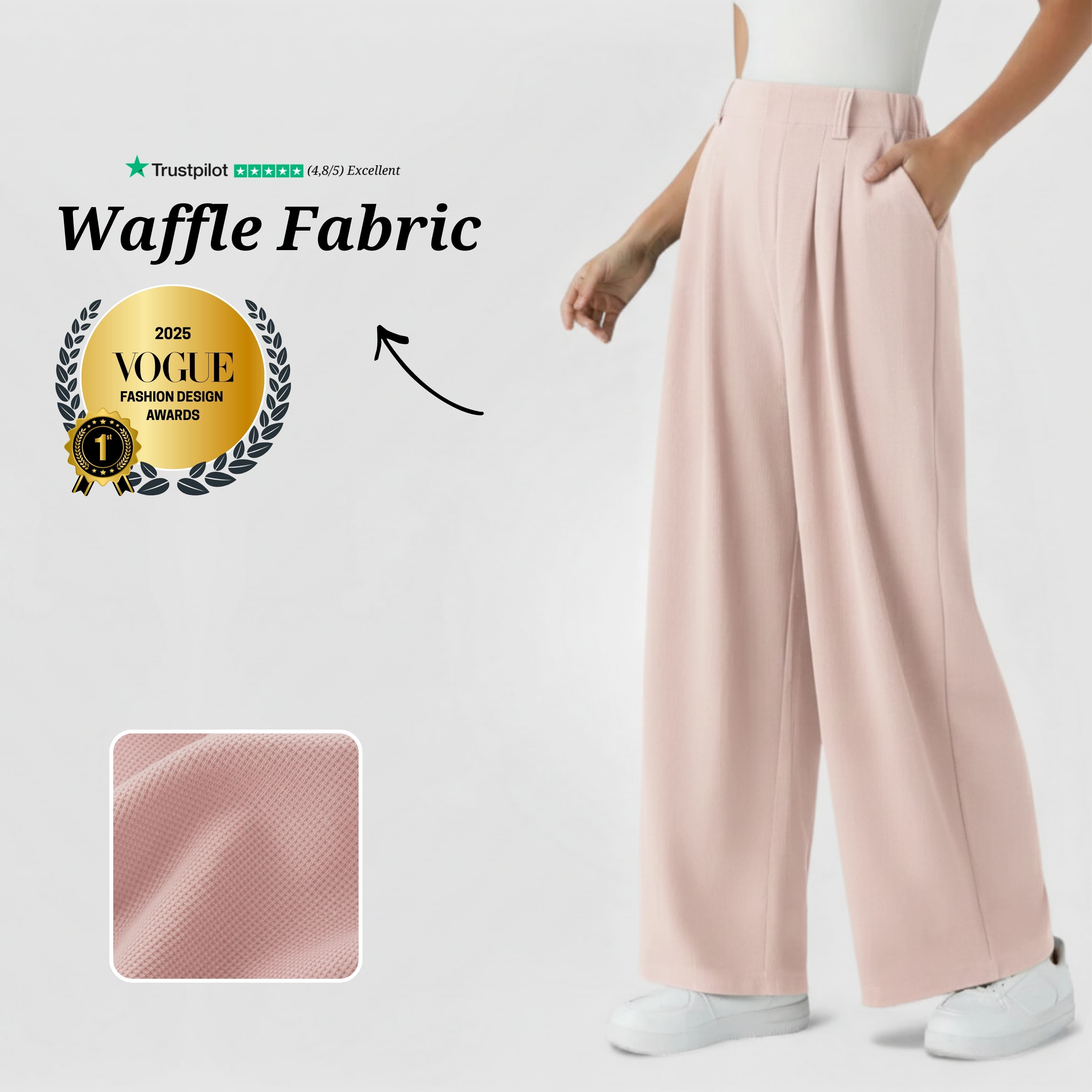 The Effortless Waffle Trouser - Pink