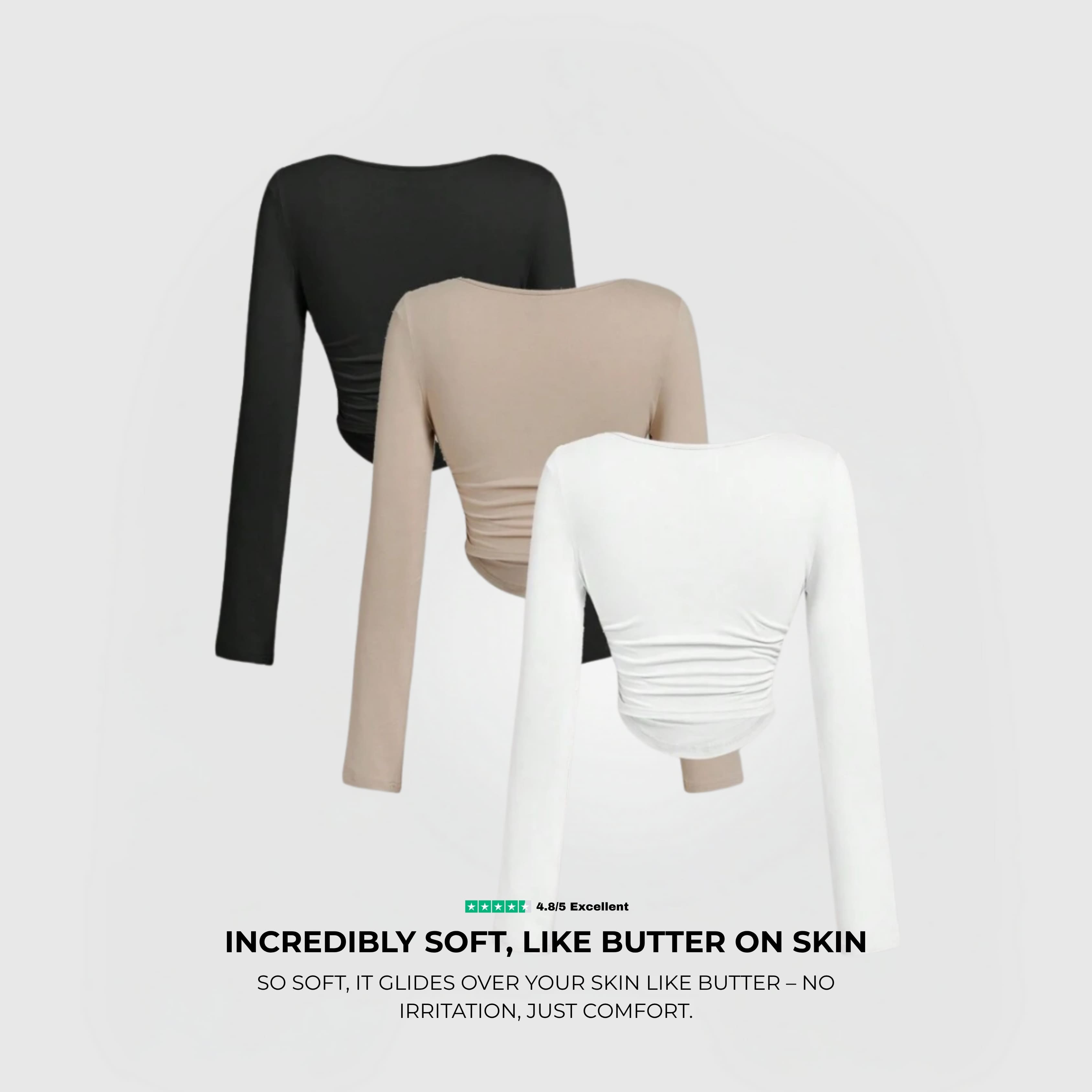 Everyday Long Sleeve 3-Pack - WMB in black, nude, and white with a soft, stretchy, second-skin fit for everyday wear.