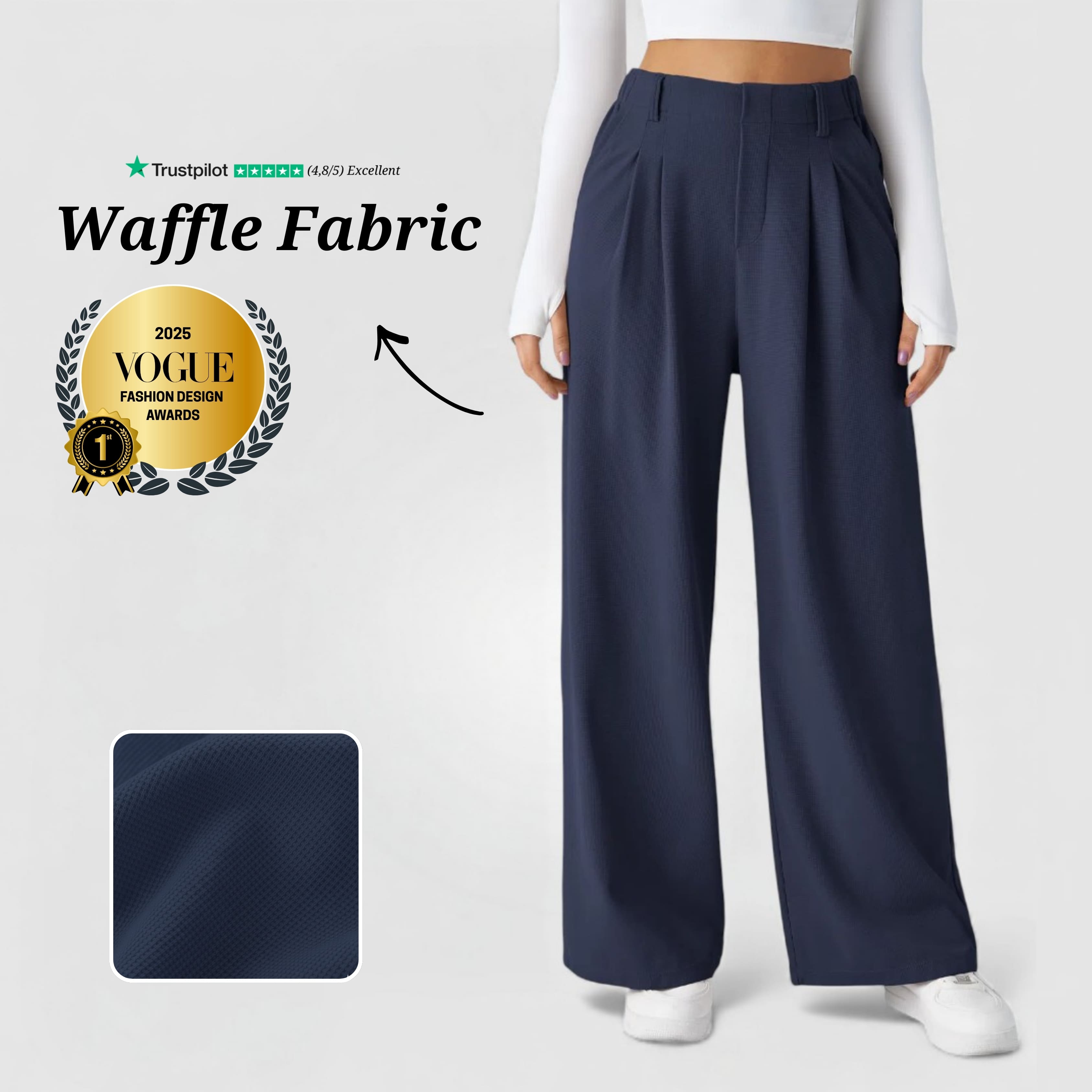 The Effortless Waffle Trouser - Blue
