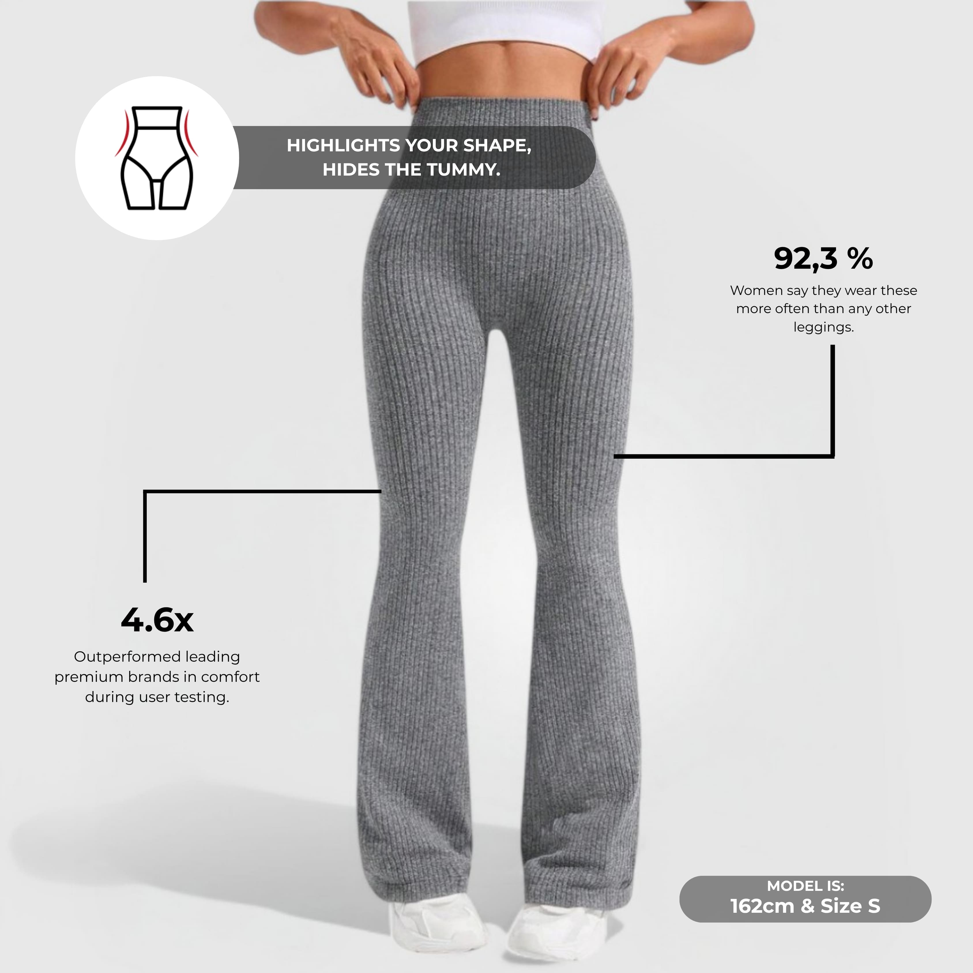 Ribbed Flare Pants - Grey