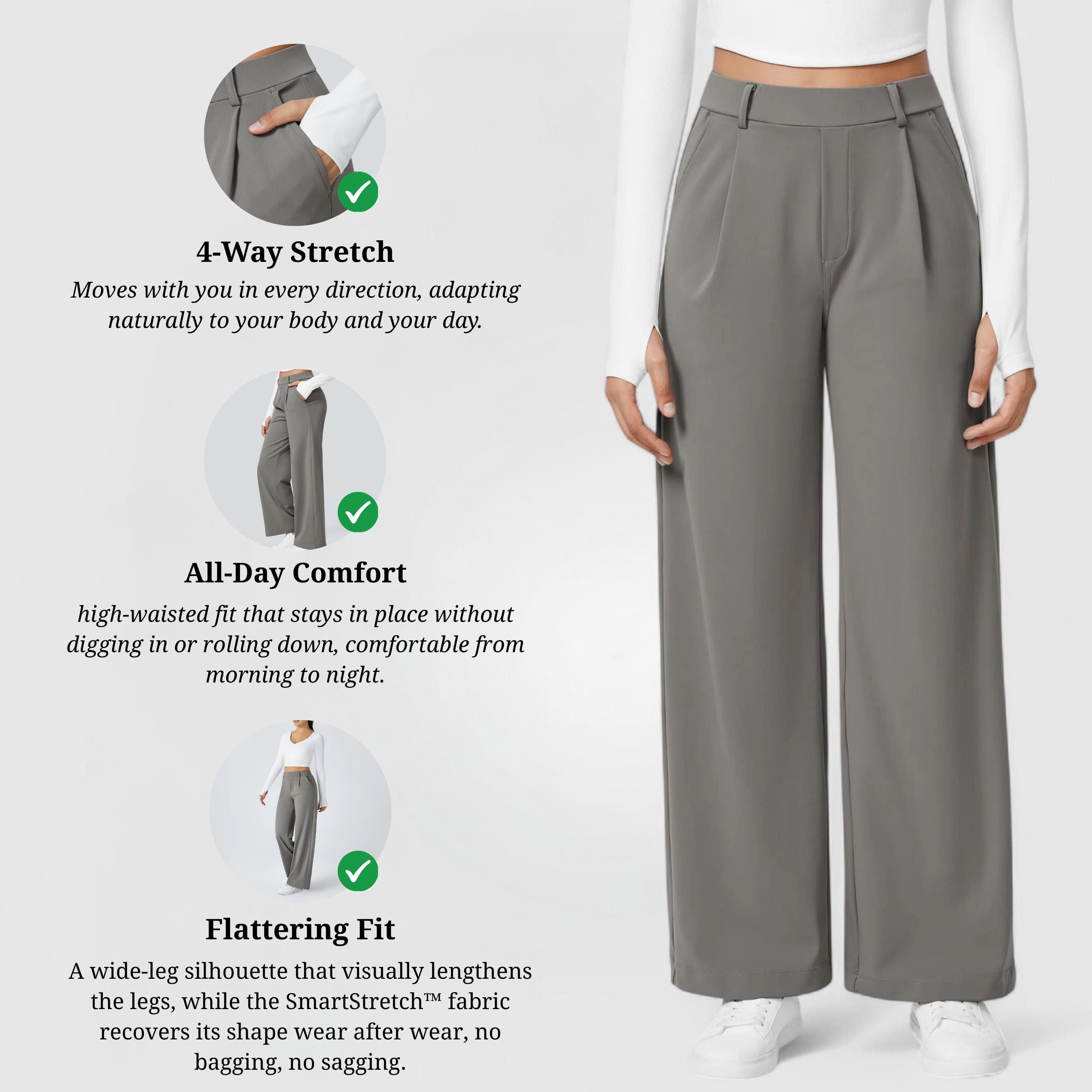 Essential Flex Work Trousers - Grey